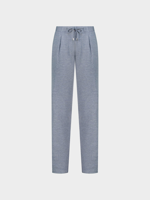 Wool & Cotton Jersey Trousers in Asphalt