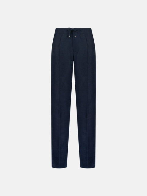 Mandelli Cashmere Blend Pleated Drawstring Trousers — Cobalt Blue