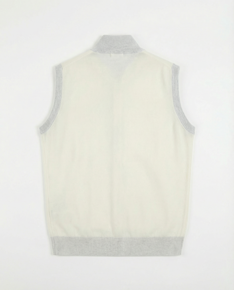 Wool & Cashmere Knit Vest with Zip – Ivory