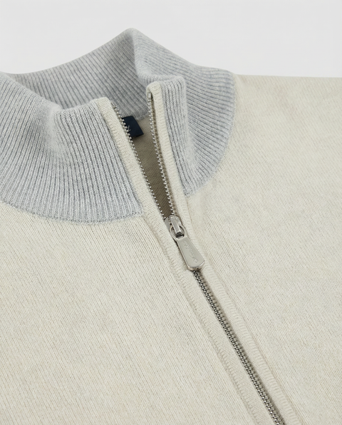 Wool & Cashmere Knit Vest with Zip – Ivory