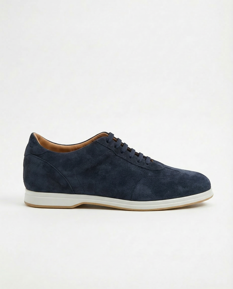 Taurus Leather & Knit Sneakers – Navy