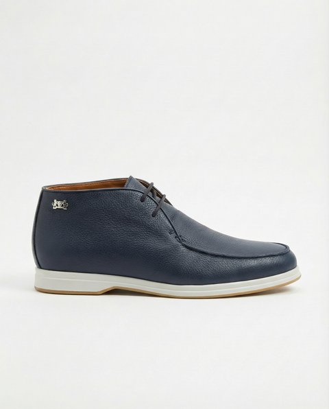 Taurus Leather Moc-Toe Boots – Navy Blue