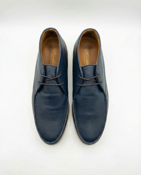 Taurus Leather Moc-Toe Boots – Navy Blue
