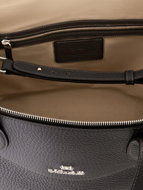 Mandelli NEWMAN Calf Leather Travel Bag — Dark Brown, view 4