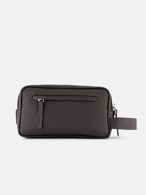 Mandelli BRAND Grained Leather Hand Bag — Dark Brown, view 3