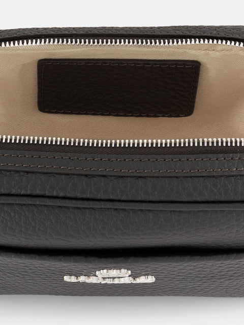 Mandelli BRAND Grained Leather Hand Bag — Dark Brown, view 4