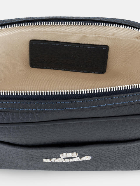 Mandelli BRAND Grained Leather Hand Bag — Navy, view 4