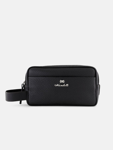 Mandelli BRAND Grained Leather Hand Bag — Black