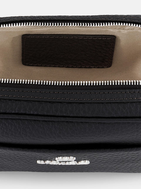 Mandelli BRAND Grained Leather Hand Bag — Black, view 4