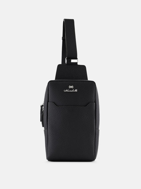 Mandelli CROSS Calf Leather Crossbody Bag — Black