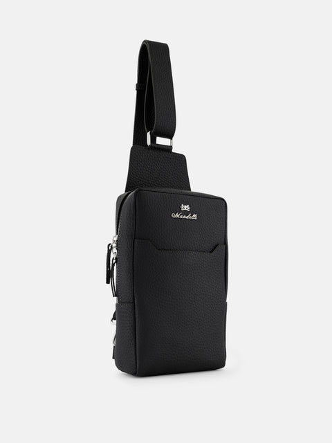 Mandelli CROSS Calf Leather Crossbody Bag — Black, view 2