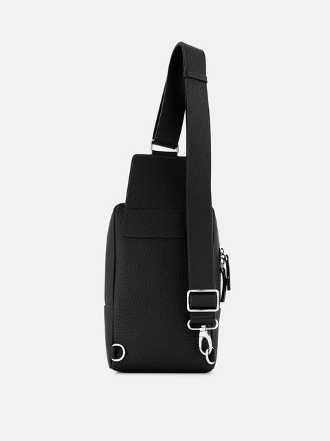 Mandelli CROSS Calf Leather Crossbody Bag — Black, view 3
