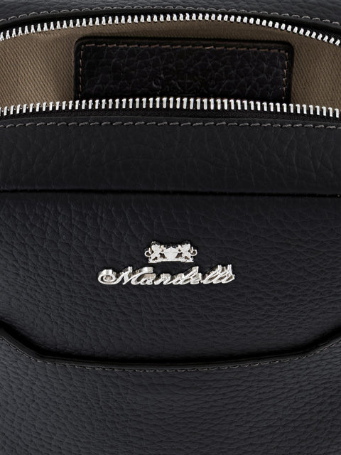 Mandelli CROSS Calf Leather Crossbody Bag — Black, view 4
