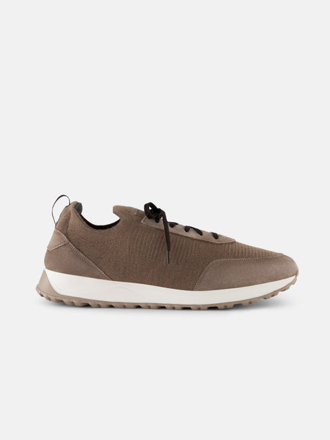 Mandelli ELITE Wool Blend Sneakers with Suede Details — Camel, view 2