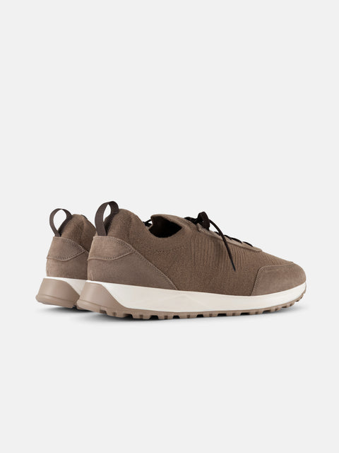 Mandelli ELITE Wool Blend Sneakers with Suede Details — Camel, view 3