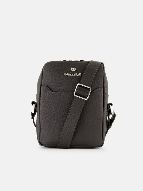 FRONT Calf Leather Shoulder Bag — Dark Brown