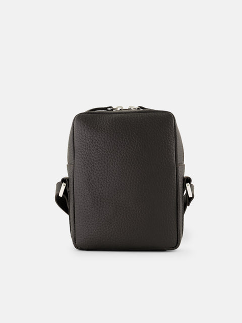 Mandelli FRONT Calf Leather Shoulder Bag — Dark Brown, view 3