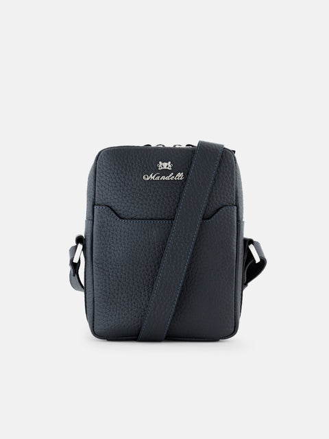 Mandelli FRONT Calf Leather Shoulder Bag — Navy
