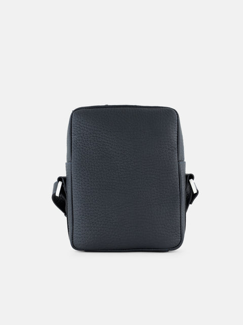 Mandelli FRONT Calf Leather Shoulder Bag — Navy, view 3