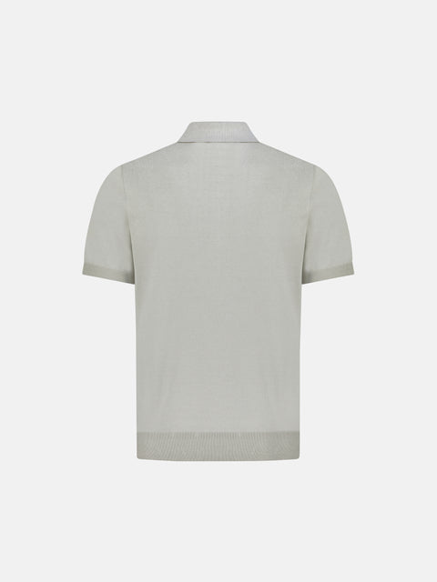 Silk & Cotton Knitted Polo with Zip – Grey