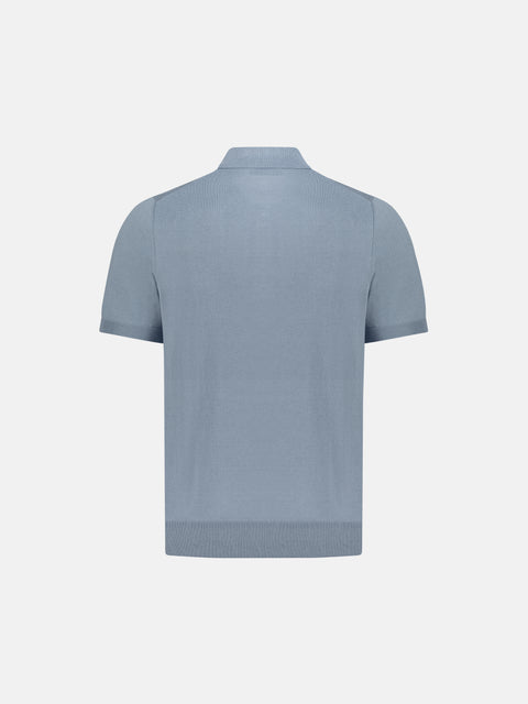 Silk & Cotton Knitted Polo with Zip – Dream Blue