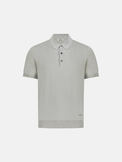 Silk & Cotton Knitted Polo with Buttons – Grey