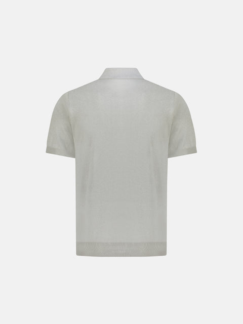 Silk & Cotton Knitted Polo with Buttons – Grey