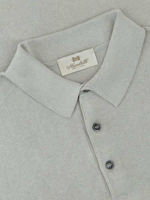 Silk & Cotton Knitted Polo with Buttons – Grey