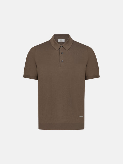 Silk & Cotton Knitted Polo with Buttons – Honey