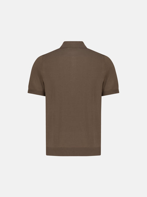 Silk & Cotton Knitted Polo with Buttons – Honey