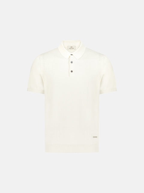 Knitted Silk & Cotton Polo with Buttons – Bianco (UPLOADED WITH THE NEW SKU 3K002A-5645-001)