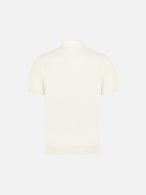 Knitted Silk & Cotton Polo with Buttons – Bianco (UPLOADED WITH THE NEW SKU 3K002A-5645-001)
