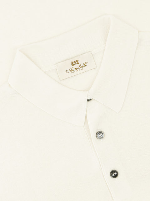 Knitted Silk & Cotton Polo with Buttons – Bianco (UPLOADED WITH THE NEW SKU 3K002A-5645-001)