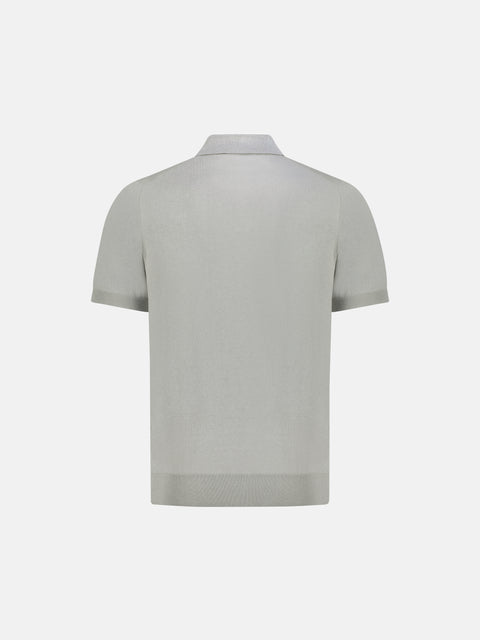 Silk & Cotton Knitted Polo – Grey