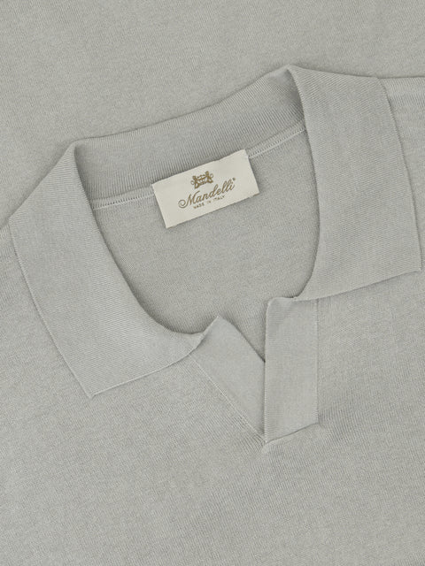 Silk & Cotton Knitted Polo – Grey