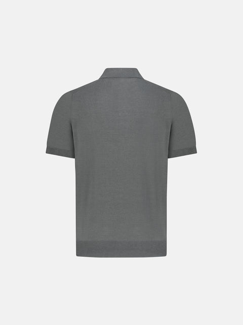 Silk & Cotton Knitted Polo – Deep grey