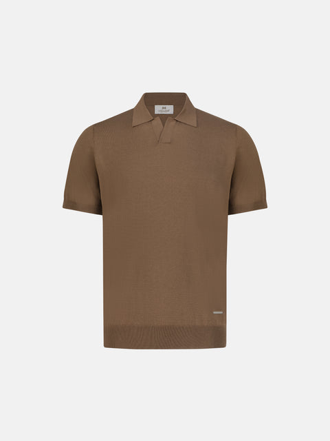 Silk & Cotton Knitted Polo – Honey