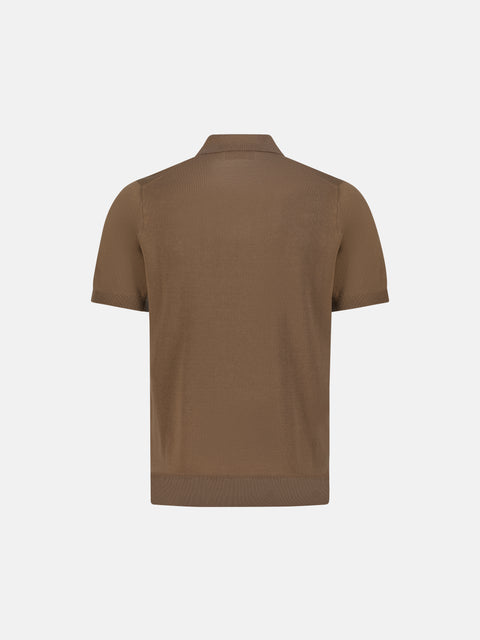 Silk & Cotton Knitted Polo – Honey