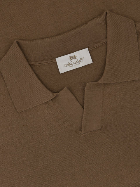 Silk & Cotton Knitted Polo – Honey