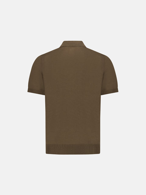 Silk & Cotton Knitted Polo – Marrone
