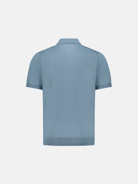 Silk & Cotton Knitted Polo – Dream Blue