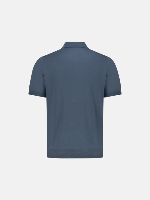 Silk & Cotton Knitted Polo – Avio Blue