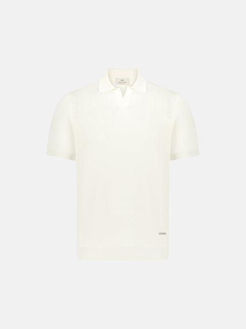 Silk-Cotton Knitted Polo - Off White