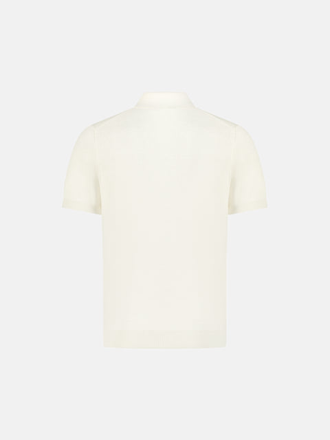 Silk-Cotton Knitted Polo - Off White