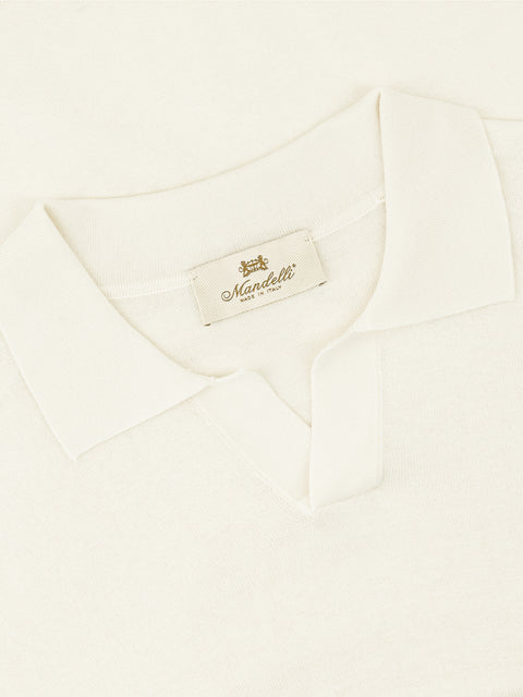 Silk-Cotton Knitted Polo - Off White