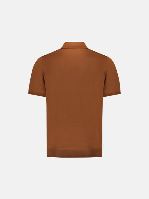 Wool & Silk Knitted Polo with Zip – Ciliegio