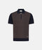 Cotton & Silk Knitted Polo with Zip – Blue / Brown