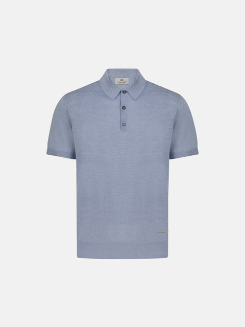 Knitted Polo in Cashmere, Silk & Hemp – Blue Coal
