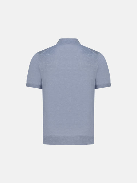 Knitted Polo in Cashmere, Silk & Hemp – Blue Coal