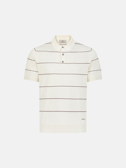 Striped Silk & Cotton Knitted Polo